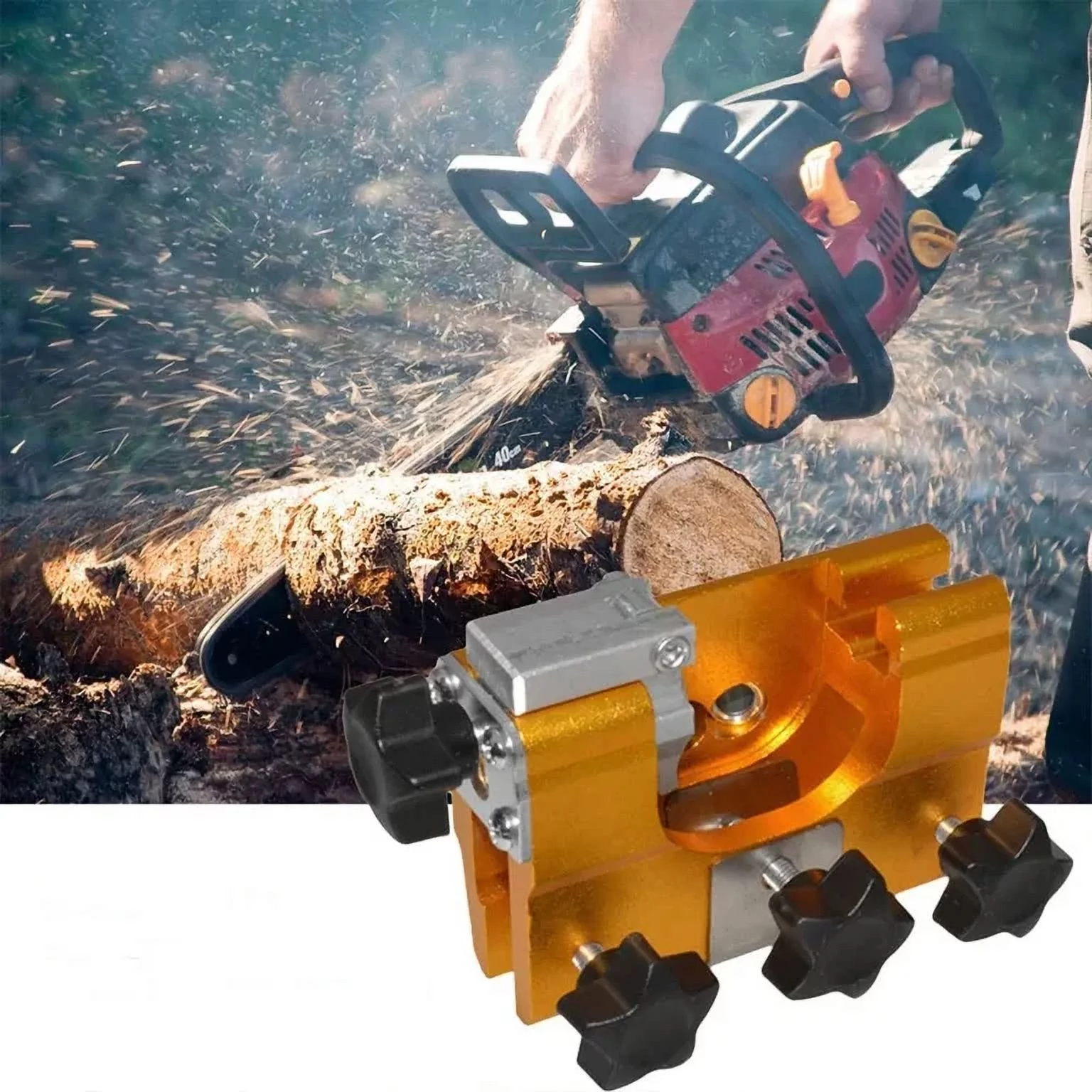 1Pack Chainsaw Sharpener, Portable Hand-Crank Chainsaw Sharpening Jig Kit , Fast Chain Saw Shaperener Accessories Tool for DIY Lumberjack