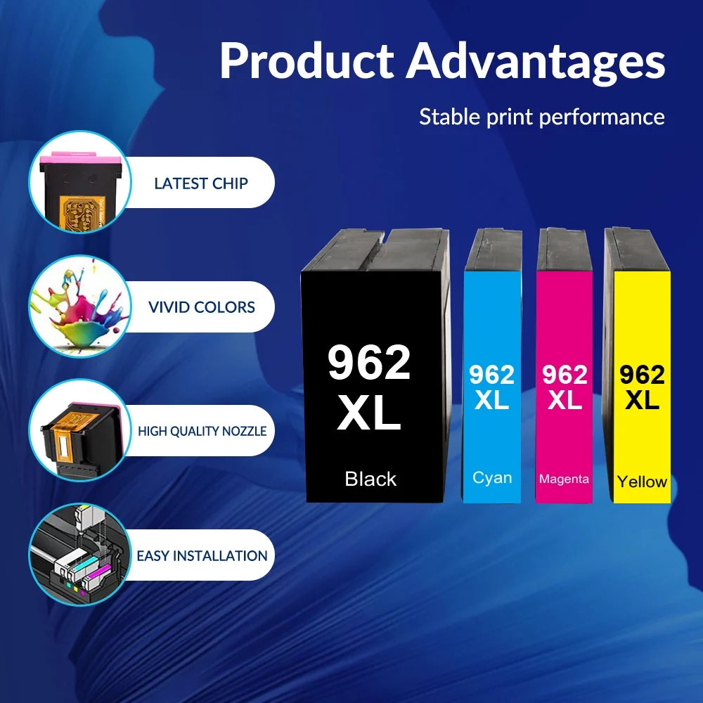 IAMSTECH 962XL Ink Cartridges Compatible for 962XL Ink Cartridges for Officejet 9015 9015e 9025 9025e 9020 9020e 9010 9010e 9018 9018e 9012 9012e 9026 9019 9014 9027-5-Pack)