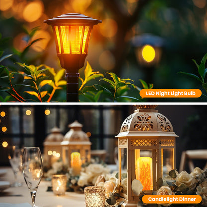 IAMSTECH LED Flame Light Bulbs 2PCS, Flickering Light Bulbs Upgraded 4 Modes, E26 Base Light Bulbs with Upside Down Effect for Daily, Garden Decor, Party, Patio, Indoor, Outdoor Decor