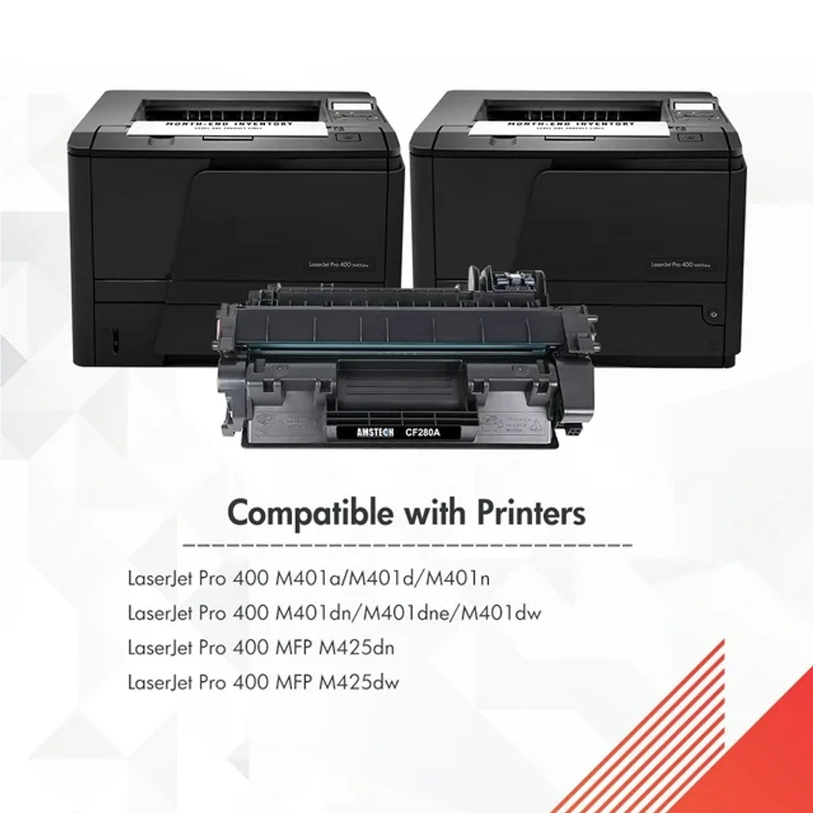 Amstech 2-Pack Compatible Toner Replacement for HP 80A CF280A Laserjet Pro 400 M401a M401d M401n M401dn M401dne M401dw Laserjet Pro 400 MFP M425DN M425dw Printers(Black)
