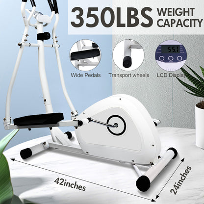 Amstech Elliptical Machine 8 Levels Resistance, Elliptical Trainers with LCD Monitor, Smooth Quiet Cardio Elliptical Machine Cross Trainer for Home Exercise Workout Equipment