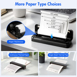 Cargar imagen en el visor de la galería, Baokaler Wireless Thermal Printer, Mobile Bluetooth Inkless Printer for Travel Home Use, Support US Letter/A4/A5/B5 Thermal Paper, Compatible with Android iOS Phone &amp; Laptop
