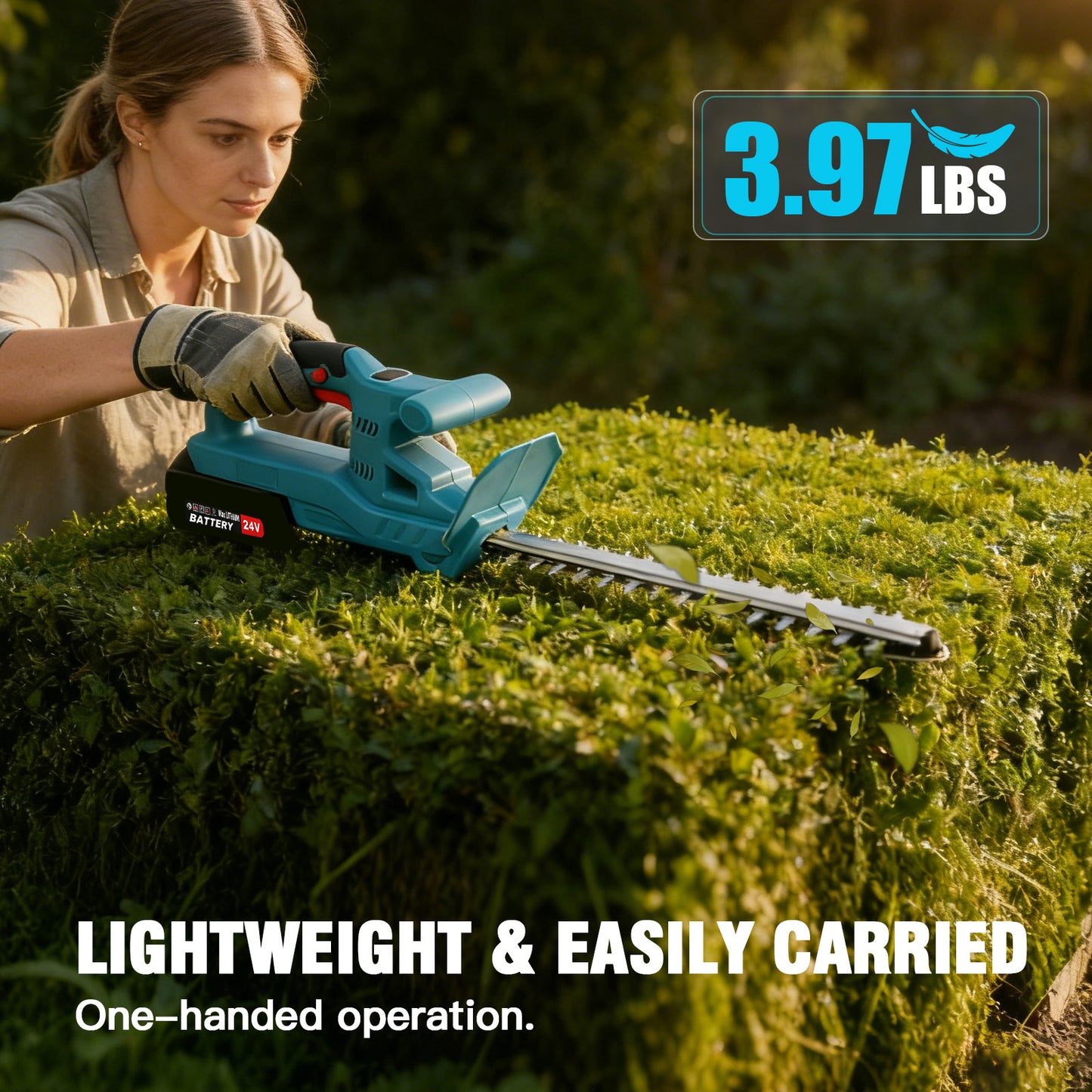 21V Cordless Hedge Trimmer, 20 Inch Hedge Trimmer for Bush Shrub Cutting, 2 Battery and Charger Included