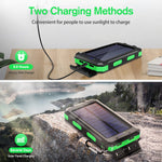 Lade das Bild in den Galerie-Viewer, BAOKALER 30000mAh Solar Charger for Cell Phone iPhone, Portable Solar Power Bank with Dual 5V USB Ports, 2 Led Light Flashlight, Compass Battery Pack for Outdoor Camping Hiking(Green)
