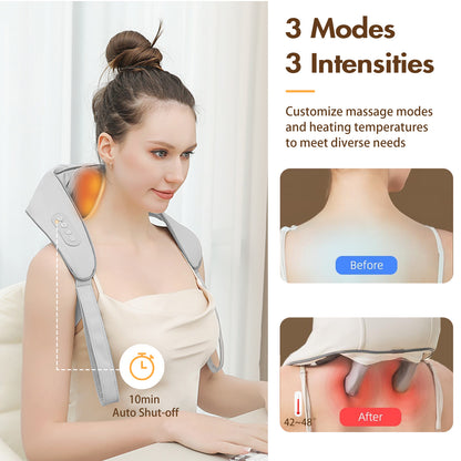 BAOKALER Neck Massager with Heat, 6D Shiatsu Cordless Deep Tissue Shoulder Massager for Ultimate Relaxation, Ideal Gift for Men and Women
