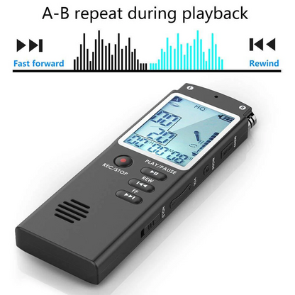 32GB Lecture Digital Voice Recorder, Rechargeable Digital Voice Activated Audio Voice Recorder, Mini Audio Recorder Voice Mic, Portable Tape Dictaphone with Playback, USB, MP3, A-B Function