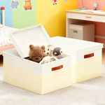 Lade das Bild in den Galerie-Viewer, Storage Bins with Lids, 2 Pack Extra Large Blanket Storage Baskets with Lids, Closet Organizers Bins for Living Room, Nursery, Beige and White
