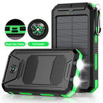 Lade das Bild in den Galerie-Viewer, BAOKALER 30000mAh Solar Charger for Cell Phone iPhone, Portable Solar Power Bank with Dual 5V USB Ports, 2 Led Light Flashlight, Compass Battery Pack for Outdoor Camping Hiking(Green)
