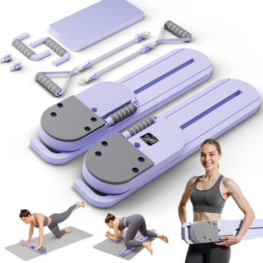 RICAN Pilates Reformer Board with Resistance Bands, Portable Pilates Board Ab Machine, Full Body Workout for Home, LED Timer & Calorie Display Ab Core Strengthener Trainer