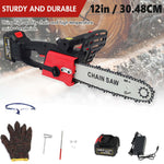Charger l'image dans la galerie, 12 inch Cordless Chainsaw with 21V 3.0Ah Battery and Charger, Electric Handheld Chainsaw for Tree Trimming, Wood Cutting, Outdoor Yard Work, 800W
