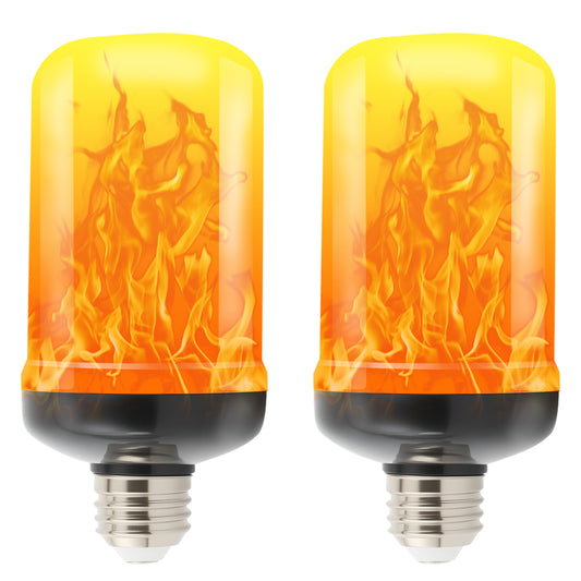 IAMSTECH LED Flame Light Bulbs 2PCS, Flickering Light Bulbs Upgraded 4 Modes, E26 Base Light Bulbs with Upside Down Effect for Daily, Garden Decor, Party, Patio, Indoor, Outdoor Decor