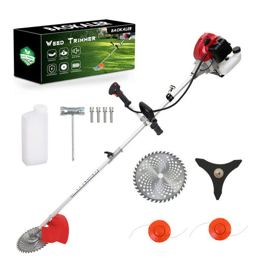 BAOKALER 52CC Gasoline Grass String Trimmer, 2-Stroke Gas Powered Weed Eater, Weed Wacker with 4 Detachable Heads