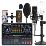 Lade das Bild in den Galerie-Viewer, Podcast-Equipment-Bundle,-BAOKALER-48V-XLR-Large-Diaphragm-Condenser-Microphone-with-Live-Sound-Card,-Condenser-Microphone-Bundle-for-Studio-Recording-&amp;-Broadcasting
