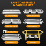 Charger l'image dans la galerie, 4 Pack Chafing Dish Buffet Set 9QT Stainless Steel Chafing Dishes, Single/Double/Triple Compartment, Buffet Server Food Warmer for Buffet, Birthday, Holiday Parties, and Family Gatherings-Semi-gold
