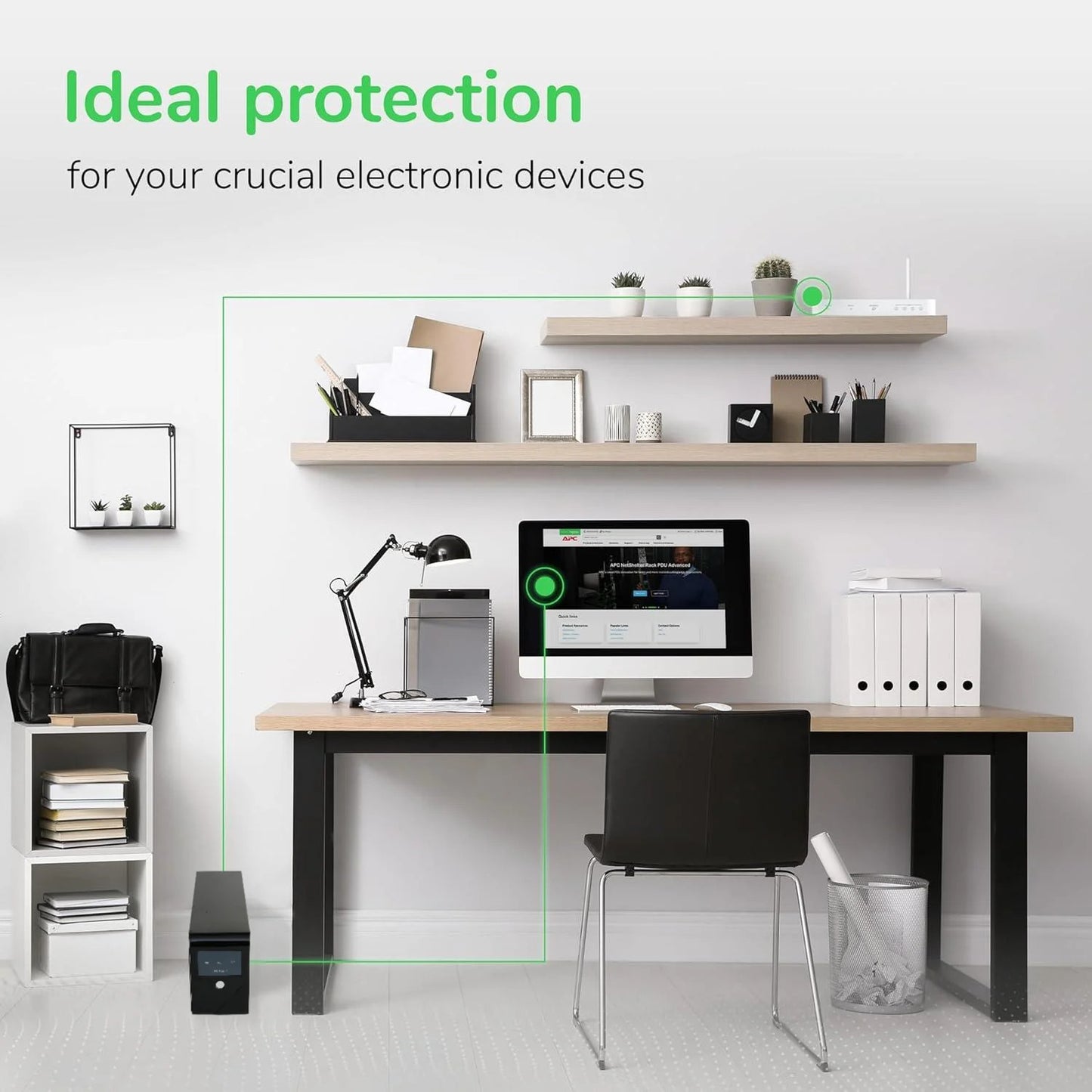 UPS 600VA/330W Backup Power, 3 Outlets, Battery Backup with Surge Protection, Only Suitable for Desktop computer