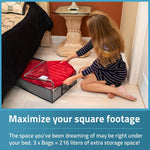 Load image into Gallery viewer, BAOKALER Underbed Storage Bag 90L, 3 Large Bins with Reinforced Handles Foldable Containers, Visible Clothes Storage Bags for Blanket Pillow Quilts, Closet Organizers
