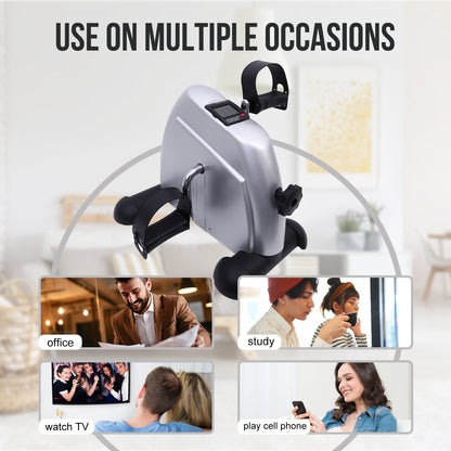 BAOKALER Mini Exercise Bike, Under Desk Bike Pedal Exerciser, Peddler Exerciser, Portable Foot Cycle Arm & Leg Peddler Machine with LCD Screen Displays