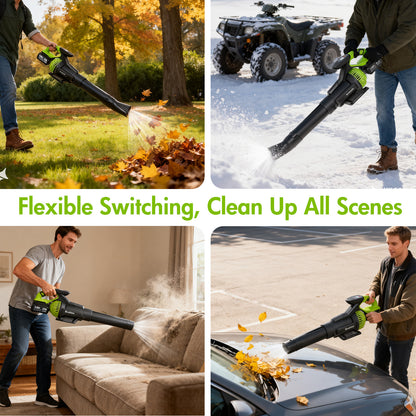 BAOKALER Cordless Leaf Blower,700CFM Brushless Leaf Blower with 6AH Battery and Charger, Snow Blower with Detachable Tube, 4 Speed Modes and Digital Display