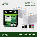 Lade das Bild in den Galerie-Viewer, 64XL Ink Cartridges Compatible for HP 64 XL Ink Cartridge Combo Pack HP Ink 64 XL for Envy Photo 7855 7858 7800 7155 6255 Printer Ink 64 (Black, Tri-color)
