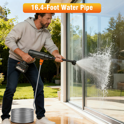 900PSI Cordless Pressure Washer, 3.0GPM Portable Power Washer with 6-in-1 Adjustable Nozzle, Power Cleaner with 16.4ft Hose for Cars/Patios, 2 Battery, Charger Included