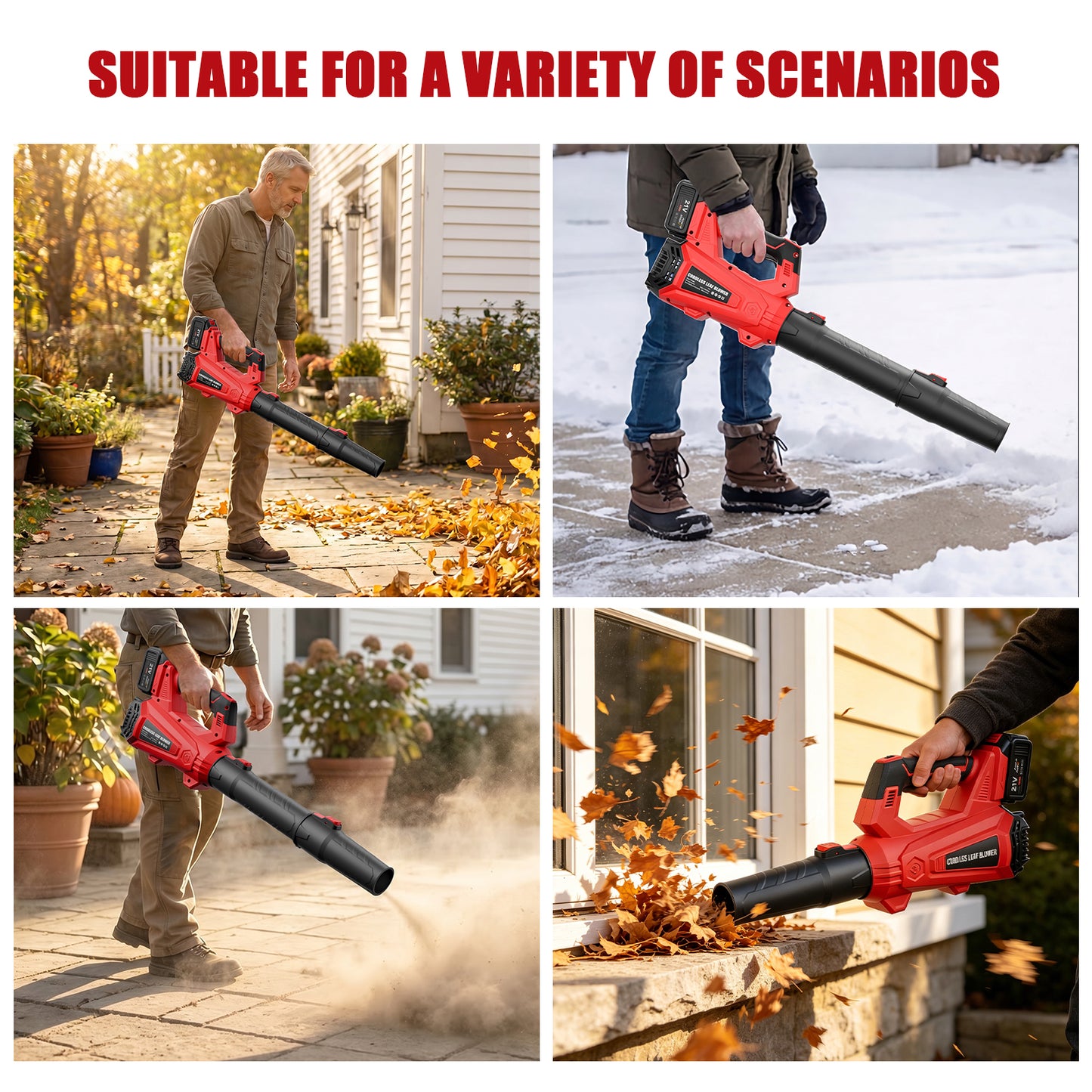930CFM Leaf Blower Cordless, 21V 4.5AH Powerful Electric Cordless Leaf Blower, 6 Speeds Battery Powered Leaf Blowers for Lawn Care, Patio, Yard, Dust, Snow