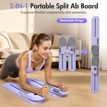 RICAN Pilates Reformer Board with Resistance Bands, Portable Pilates Board Ab Machine, Full Body Workout for Home, LED Timer & Calorie Display Ab Core Strengthener Trainer