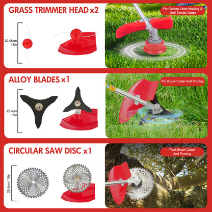 BAOKALER 52CC Gasoline Grass String Trimmer, 2-Stroke Gas Powered Weed Eater, Weed Wacker with 4 Detachable Heads