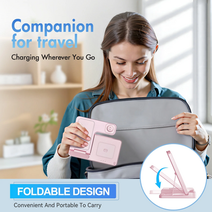 18W Wireless Charger,3 in 1 Portable Charger Charging Station Compatible with iPhone 17 16e 16 15 14 13 12 11 X Pro Max
