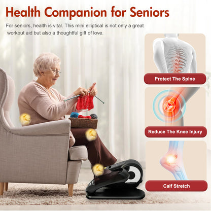 ALSO GO Under Desk Elliptical Machine, Leg Exerciser Electric for Seniors Adults, Ellipse Leg Exerciser with 12 Speed & 12 Mode, Quiet & Portable
