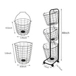 Load image into Gallery viewer, Amstech Removable 3 Tier Laundry Basket, Large Capacity Wire Basket Laundry Hamper with Wheels, for Bathroom Bedroom Laundry Room, Black
