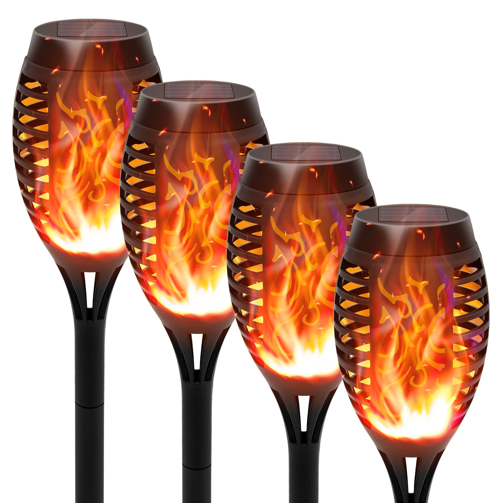 Outdoor Solar Lights, Solar Torches with Flickering Flame, 4PCS