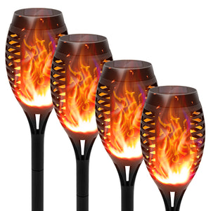 Outdoor Solar Lights, Solar Torches with Flickering Flame, 4PCS