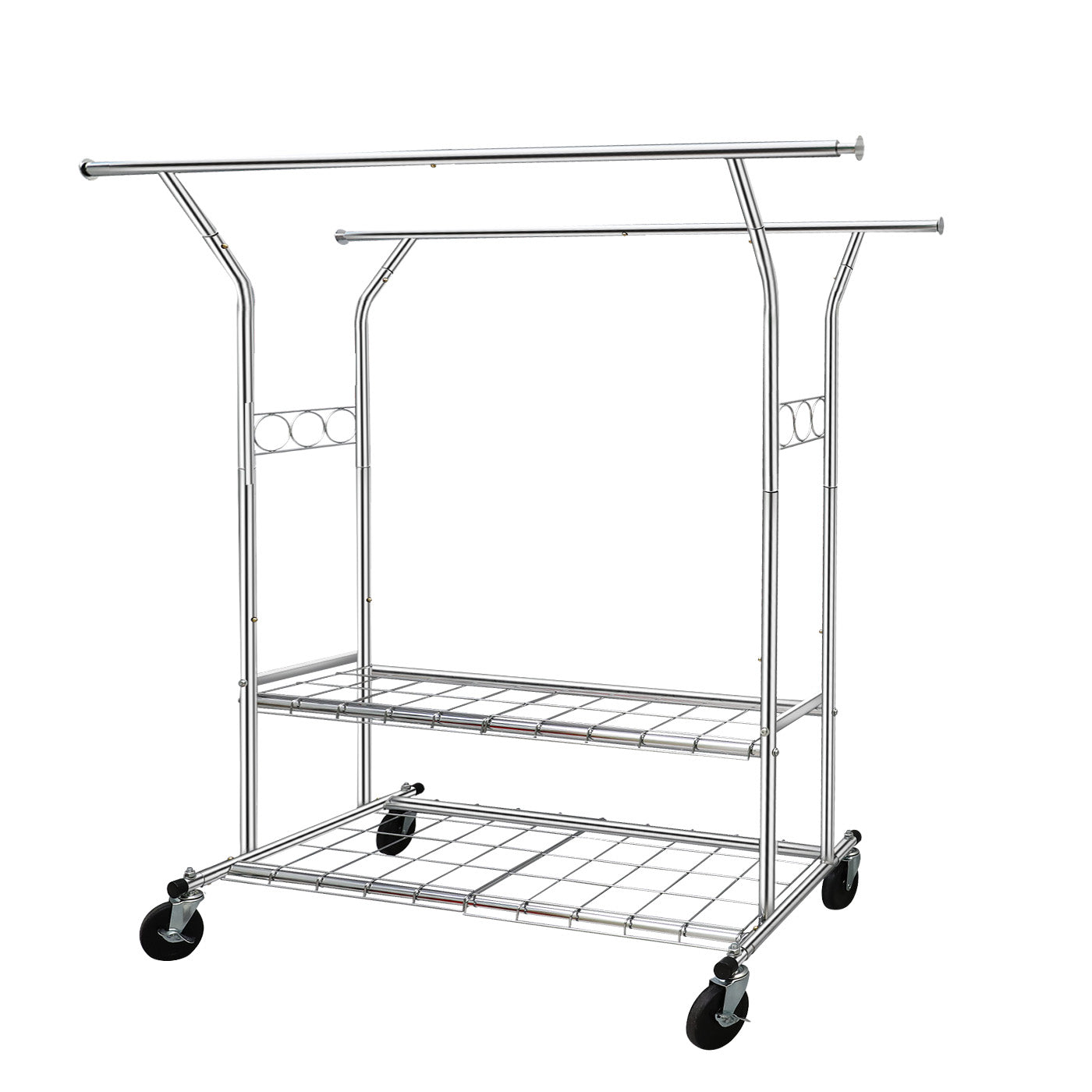 Clothes Rack Heavy Duty 620LBS Weight Capacity, Rolling Clothing Rack with Shelves, Double Rod Hanging Rack, Portable & Adjustable Garment Rack with Wheels