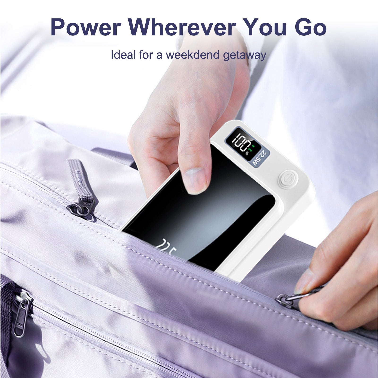 10000mAh 2-in-1 Wireless Power Bank, Magnetic Portable Charger with LED Power Display, Fast Charging 22.5W Battery Pack, Suitable for Outdoor Travel Emergency Backup Power Bank, White
