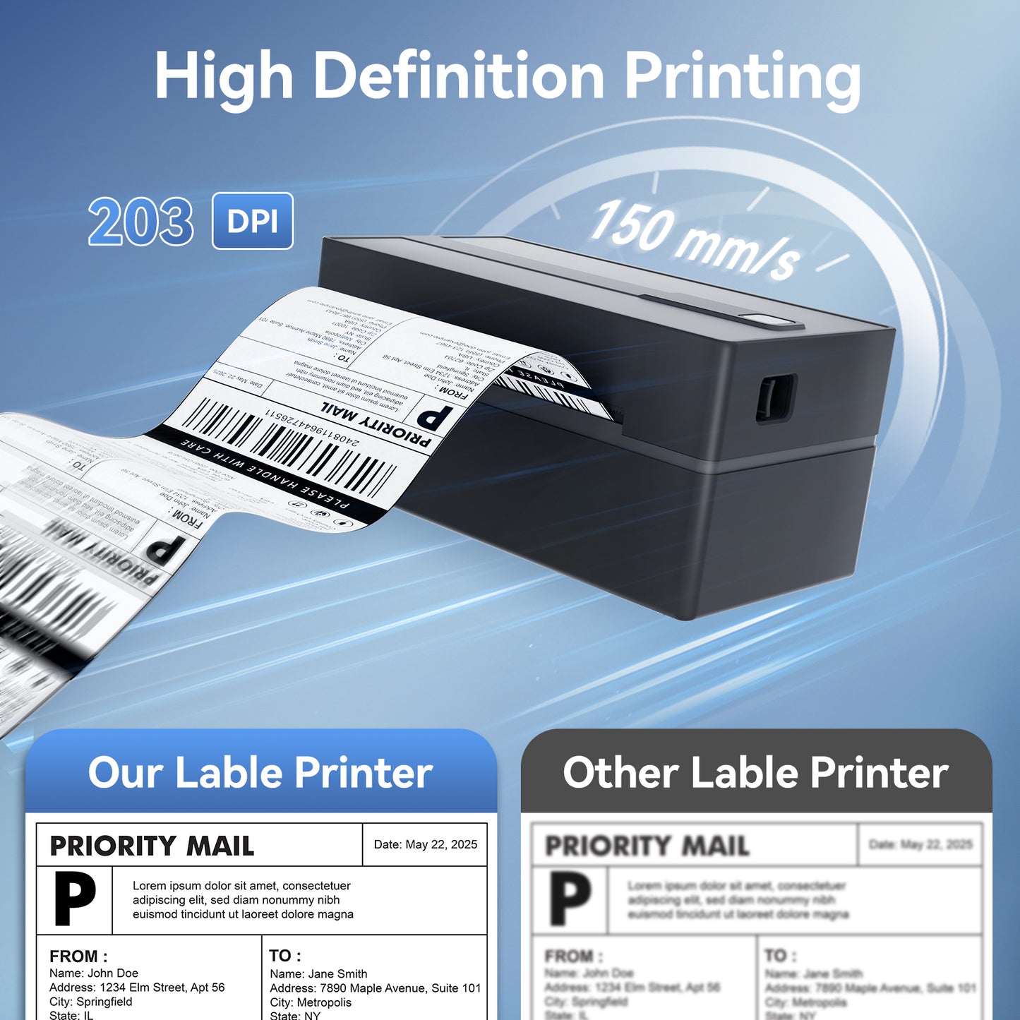 4x6 Thermal Label Printer, Bluetooth Wireless Sticker Printer for Shipping, Business and Home Use, Compatible with iOS Android MacOS Windows