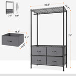 Lade das Bild in den Galerie-Viewer, Heavy Duty Clothes Rack with 4 Fabric Drawers Adjustable Metal Wire Garment Rack W/Hanging Rod, DIY Freestanding Clothing Rack, 400lbs Load Capacity, Black
