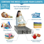 Load image into Gallery viewer, BAOKALER Underbed Storage Bag 90L, 3 Large Bins with Reinforced Handles Foldable Containers, Visible Clothes Storage Bags for Blanket Pillow Quilts, Closet Organizers
