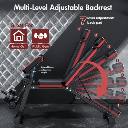 BAOKALER-7-Levels-Adjustable-Weight-Bench-with-Extended-Headrest-&-Leg-Extension,-Foldable-Dumbbell-Workout-Bench,-Supports-Up-to-770-lbs,-Incline-&-Decline-Positions-for-Full-Body-Strength-Training