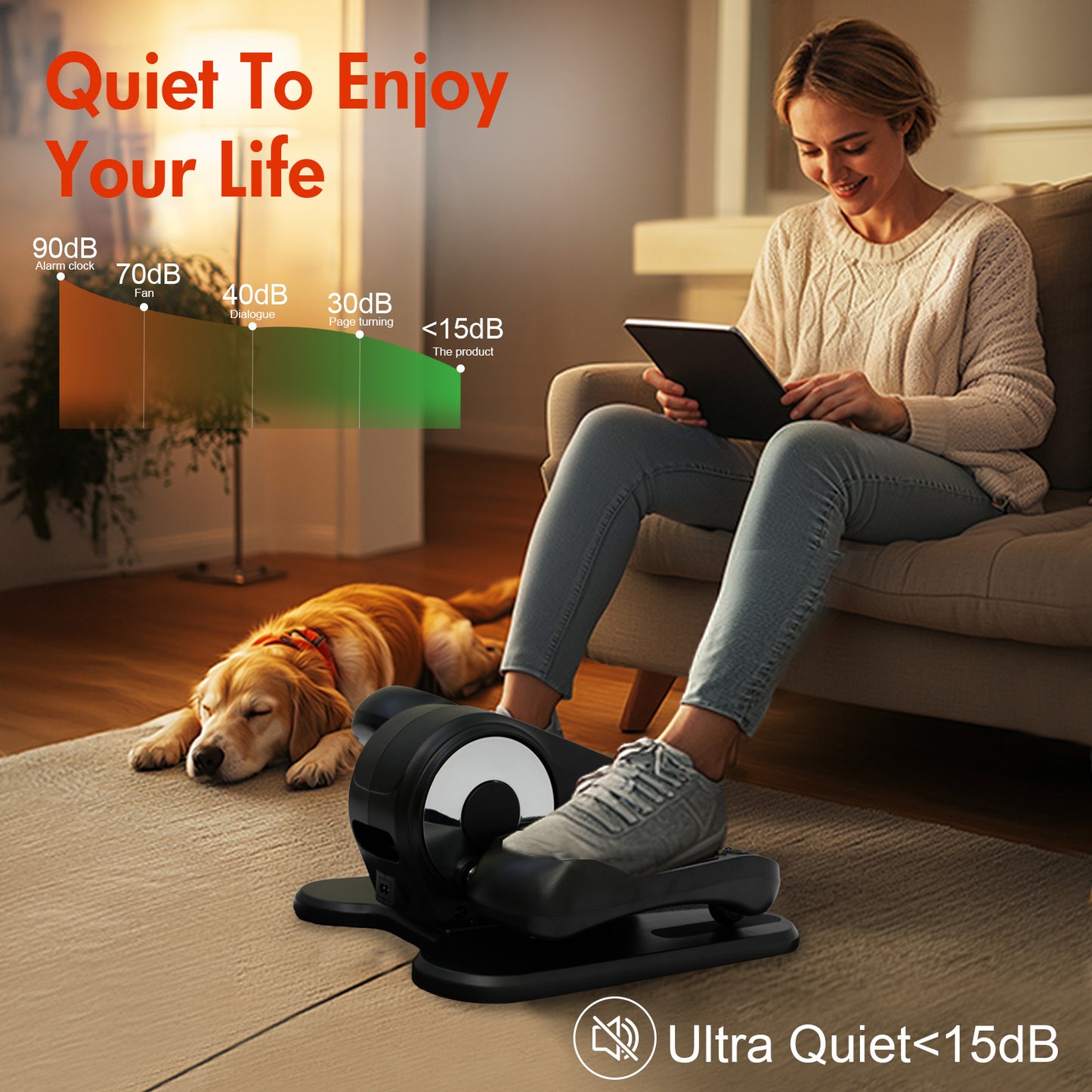 ALSO GO Under Desk Elliptical Machine, Leg Exerciser Electric for Seniors Adults, Ellipse Leg Exerciser with 12 Speed & 12 Mode, Quiet & Portable