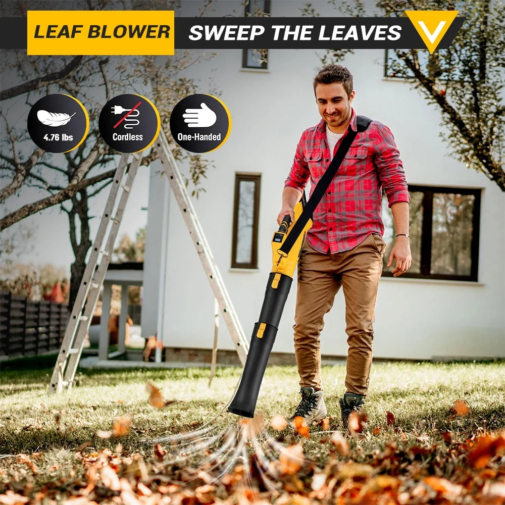 Leaf Blower, 170MPH 21V Leaf Blower Cordless with 2X6.0Ah Battery & Charger, Electric Leaf Blower for Lawn Care, Battery Powered Leaf Blower for Snow Blowing & Yard Patio Garden Cleaning