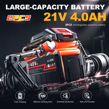 BAOKALER 970PSI Cordless Pressure Washer with 2 x 4.0Ah Rechargeable Batteries, Portable Pressure Washer with 6-in-1 Adjustable Nozzle for Cars/Patios