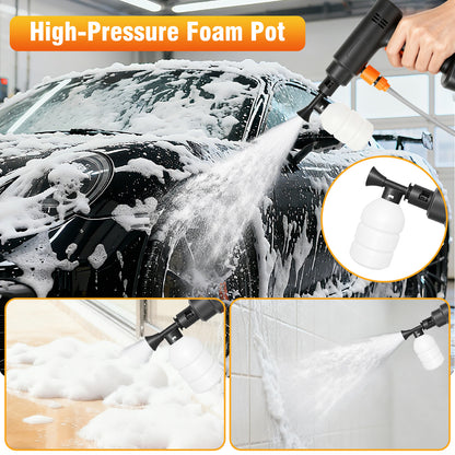 900PSI Cordless Pressure Washer, 3.0GPM Portable Power Washer with 6-in-1 Adjustable Nozzle, Power Cleaner with 16.4ft Hose for Cars/Patios, 2 Battery, Charger Included