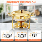 Charger l'image dans la galerie, Round Half-Gold Plated Stainless Steel Chafing Dish with Stainless Steel Lid, Buffet Warmer Set, 4-Pack, for Home Gatherings, Christmas Parties, Catering Events
