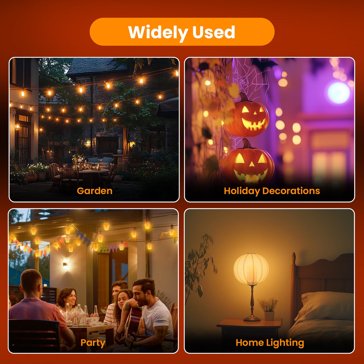 IAMSTECH LED Flame Light Bulbs 2PCS, Flickering Light Bulbs Upgraded 4 Modes, E26 Base Light Bulbs with Upside Down Effect for Daily, Garden Decor, Party, Patio, Indoor, Outdoor Decor