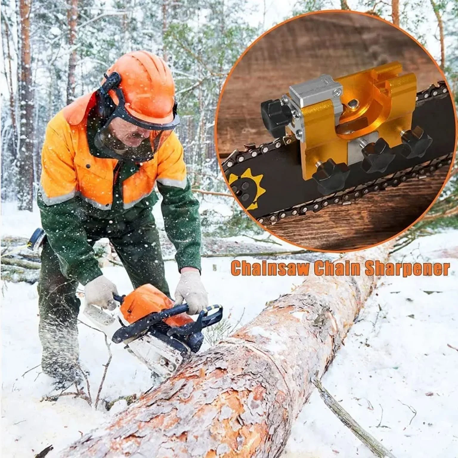 1Pack Chainsaw Sharpener, Portable Hand-Crank Chainsaw Sharpening Jig Kit , Fast Chain Saw Shaperener Accessories Tool for DIY Lumberjack