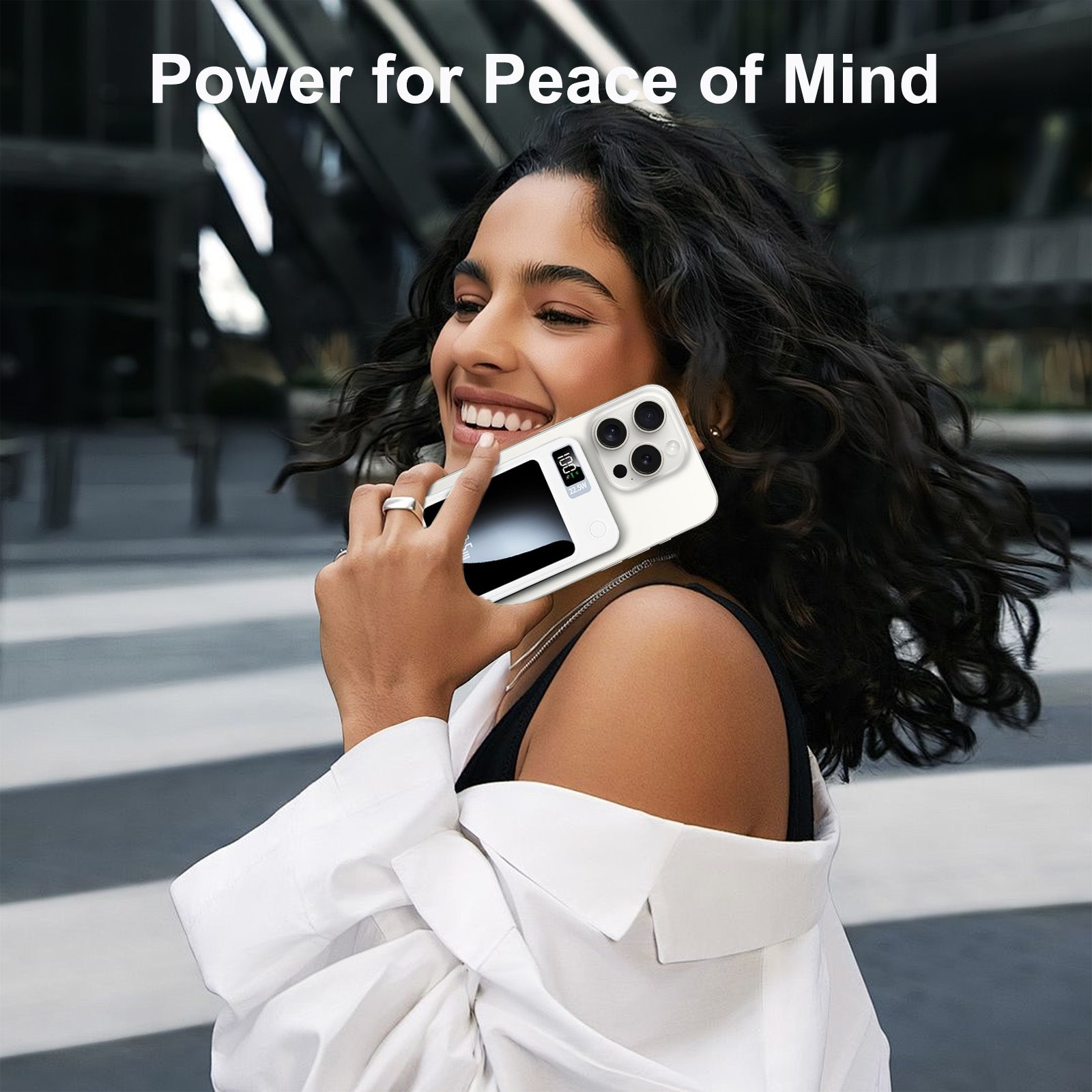 10000mAh 2-in-1 Wireless Power Bank, Magnetic Portable Charger with LED Power Display, Fast Charging 22.5W Battery Pack, Suitable for Outdoor Travel Emergency Backup Power Bank, White