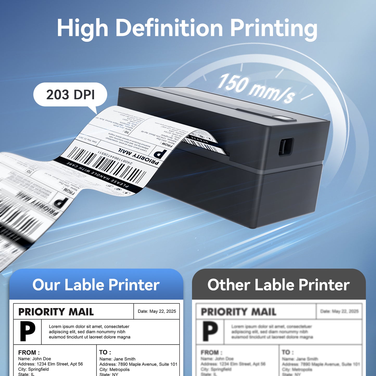 4x6 Thermal Label Printer, Bluetooth Wireless Sticker Printer for Shipping, Business and Home Use, Compatible with iOS Android MacOS Windows