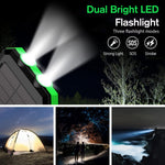Lade das Bild in den Galerie-Viewer, BAOKALER 30000mAh Solar Charger for Cell Phone iPhone, Portable Solar Power Bank with Dual 5V USB Ports, 2 Led Light Flashlight, Compass Battery Pack for Outdoor Camping Hiking(Green)
