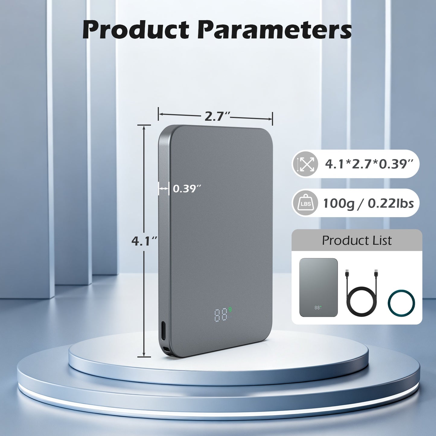 Portable Charger, 20W PD Fast Charging for iPhone, 5000mAh Power Bank Compatible with 17 16 15 14 13 12, Ultral Slim Wireless Battery Pack, Perfect Gift for Family, Black