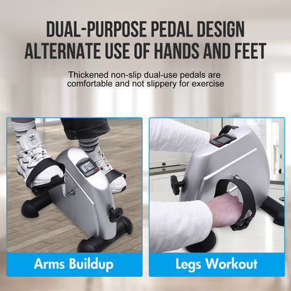 BAOKALER Mini Exercise Bike, Under Desk Bike Pedal Exerciser, Peddler Exerciser, Portable Foot Cycle Arm & Leg Peddler Machine with LCD Screen Displays
